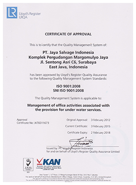 Lloyd’s Register Quality Assurance (LRQA) Description : Certificate of approval to the QMS Standard ISO 9001:2008